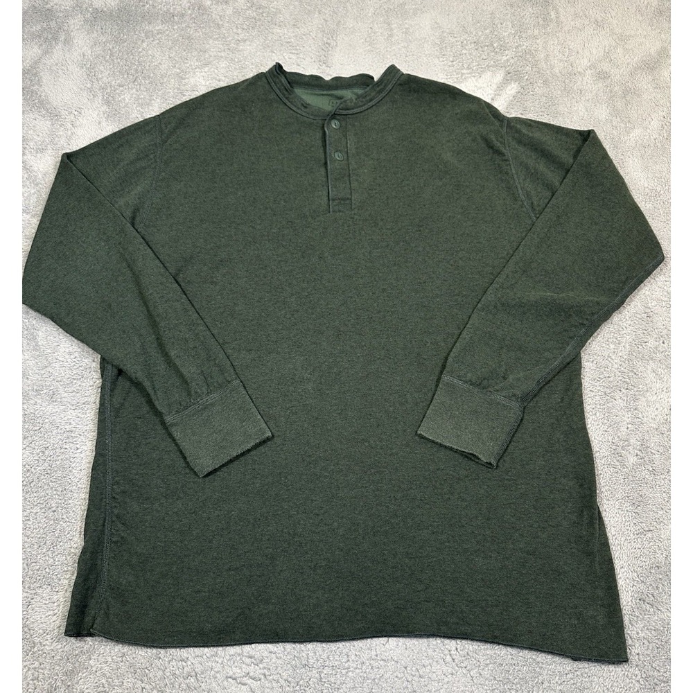 LL Bean Shirt Mens XL Tall Green River Driver Henley Wool Blend Base Layer